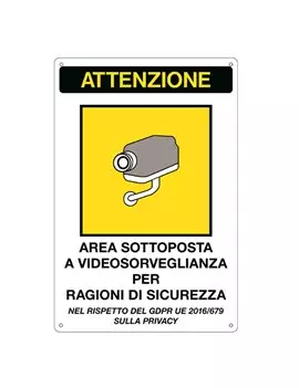 Cartello di Comunicazione - Avvertimento Video Sorveglianza - 200x300 mm - 33378 (Giallo)