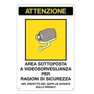 Cartello di Comunicazione - Avvertimento Video Sorveglianza - 200x300 mm - 33378 (Giallo)