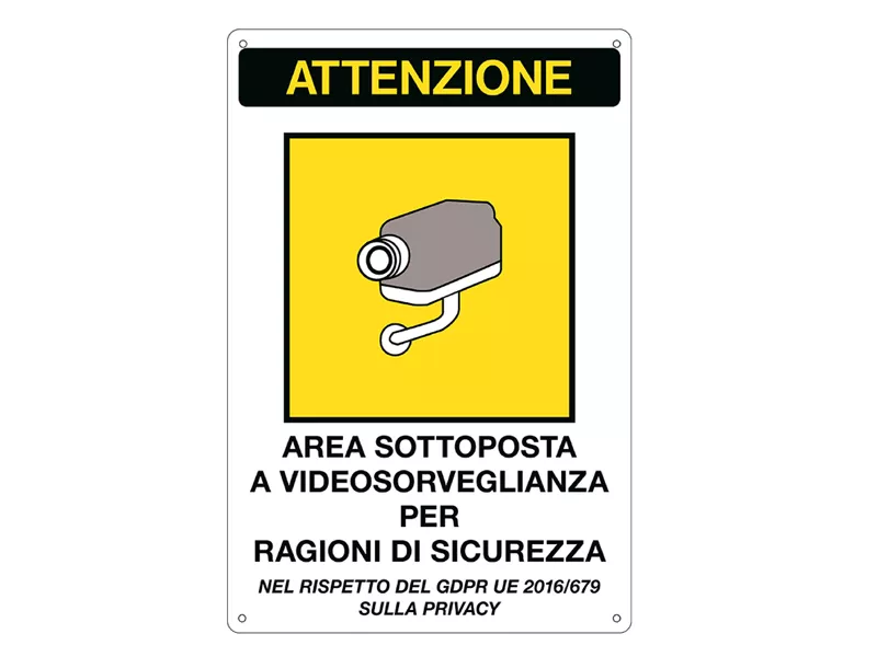 Cartello di Comunicazione - Avvertimento Video Sorveglianza - 200x300 mm - 33378 (Giallo)