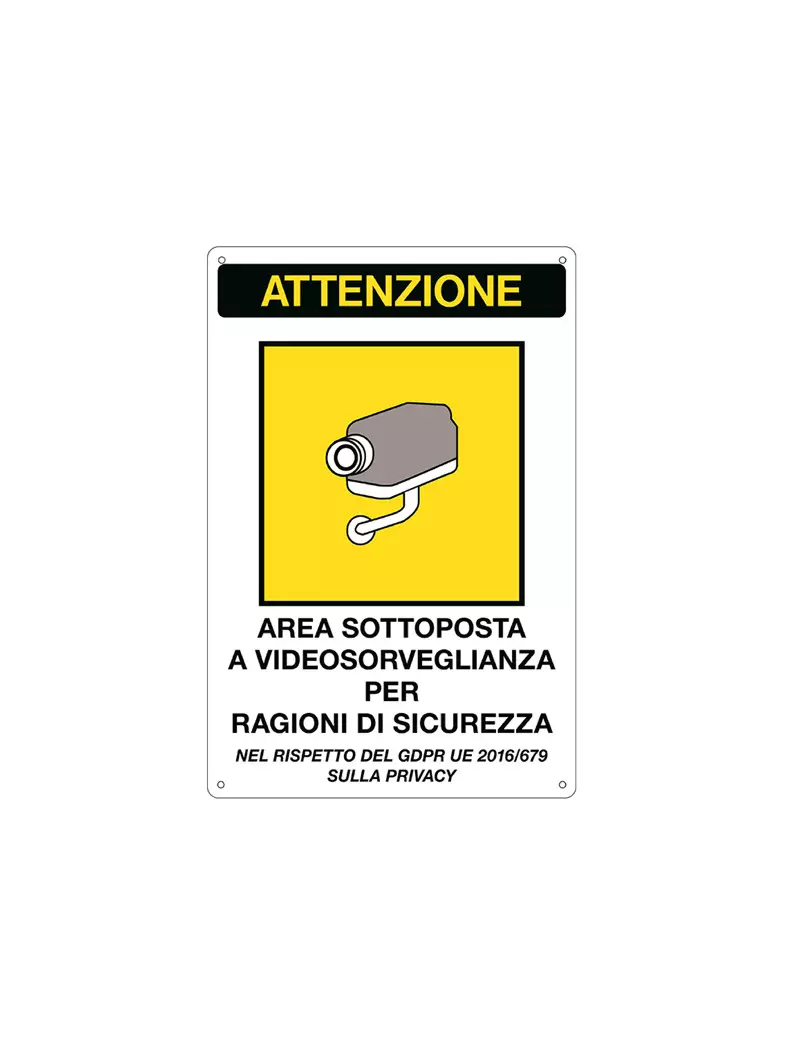 Cartello di Comunicazione - Avvertimento Video Sorveglianza - 200x300 mm - 33378 (Giallo)