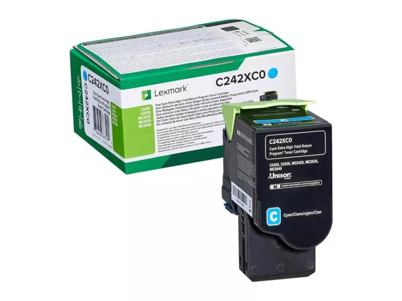 Toner Originale Lexmark C242XC0 (Ciano 3500 pagine)