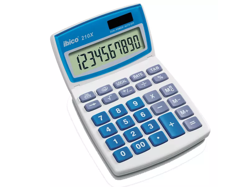 Calcolatrice da Tavolo IBICO 210X - IB410079 (Bianco e Blu)