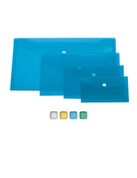 Busta con Bottone Lebez - A6 Orizzontale - 80195 (Assortiti Conf. 12)