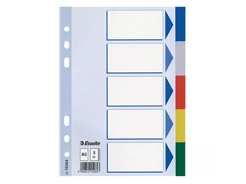 Intercalare Neutro in PPL Esselte - A5 - 5 Tasti - 15264 (Multicolore) Intercalare Neutro in PPL Esselte - A5 - 5 Tasti - 15264 (Multicolore)