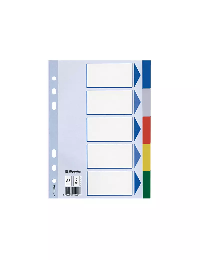 Intercalare Neutro in PPL Esselte - A5 - 5 Tasti - 15264 (Multicolore) Intercalare Neutro in PPL Esselte - A5 - 5 Tasti - 15264 (Multicolore)