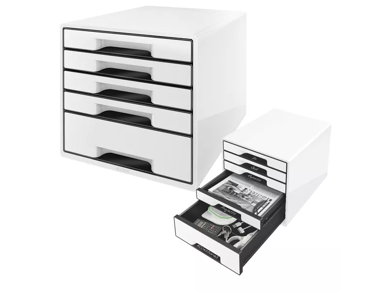 Cassettiera Drawer Cabinet Cube 5 Leitz - 28,7x36,3x27 cm - 5 Cassetti - 52531001 (Bianco)