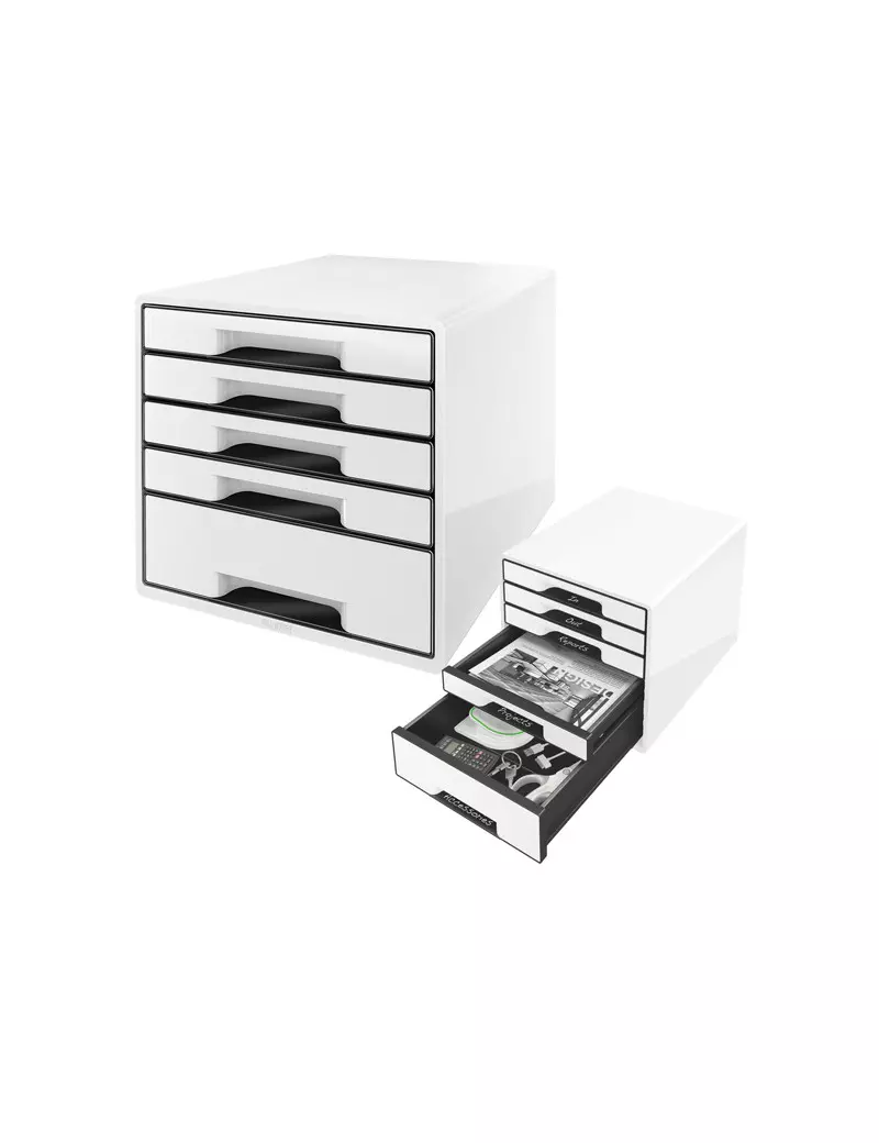 Cassettiera Drawer Cabinet Cube 5 Leitz 28,7x36,3x27 cm 5 Cassetti 52531001  Bianco 4002432115495