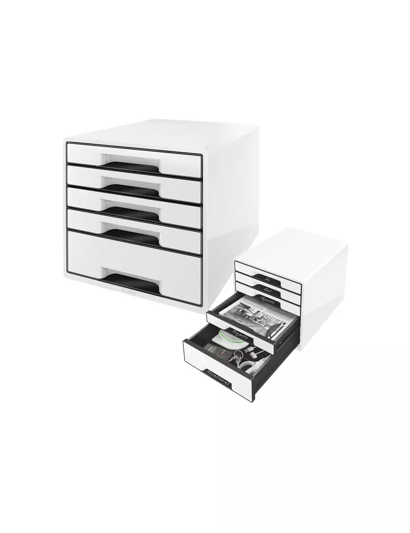 Cassettiera Drawer Cabinet Cube 5 Leitz - 28,7x36,3x27 cm - 5 Cassetti - 52531001 (Bianco)