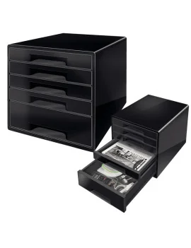 Cassettiera Drawer Cabinet Cube 5 Leitz - 28,7x36,3x27 cm - 5 Cassetti - 52531095 (Nero)
