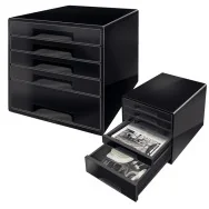 Cassettiera Drawer Cabinet Cube 5 Leitz - 28,7x36,3x27 cm - 5 Cassetti - 52531095 (Nero)