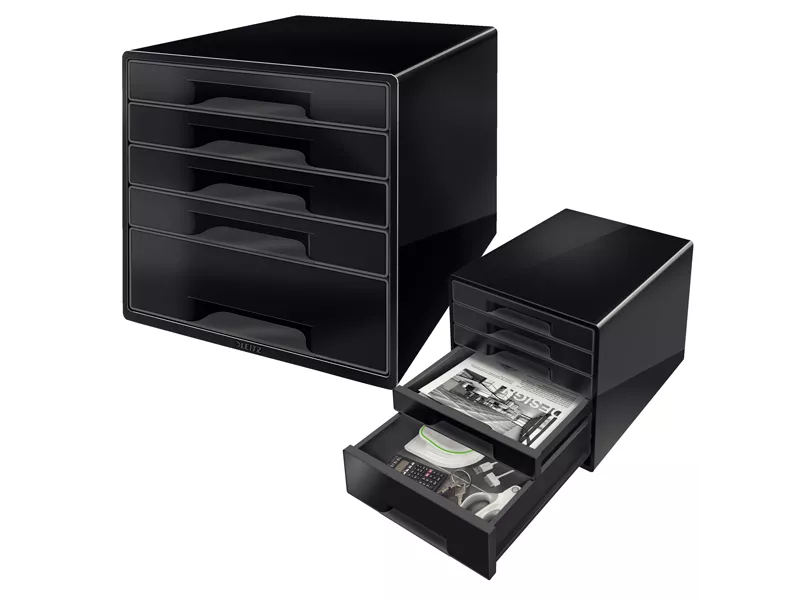 Cassettiera Drawer Cabinet Cube 5 Leitz - 28,7x36,3x27 cm - 5 Cassetti - 52531095 (Nero)