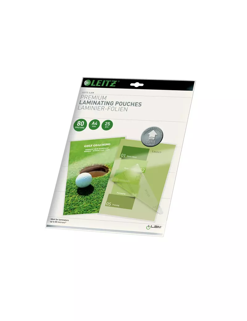 Pouches per Plastificatrici iLAM UDT Leitz - A4 Lucida - 80 micron - 74790000 (Trasparente Conf. 25) Pouches per Plastificatrici iLAM UDT Leitz - A4 Lucida - 80 micron - 74790000 (Trasparente Conf. 25)