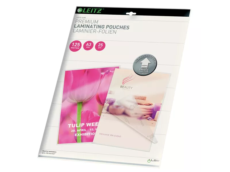 Pouches per Plastificatrici iLAM UDT Leitz - A3 Lucida - 125 micron - 74890000 (Trasparente Conf. 100) Pouches per Plastificatrici iLAM UDT Leitz - A3 Lucida - 125 micron - 74890000 (Trasparente Conf. 100)