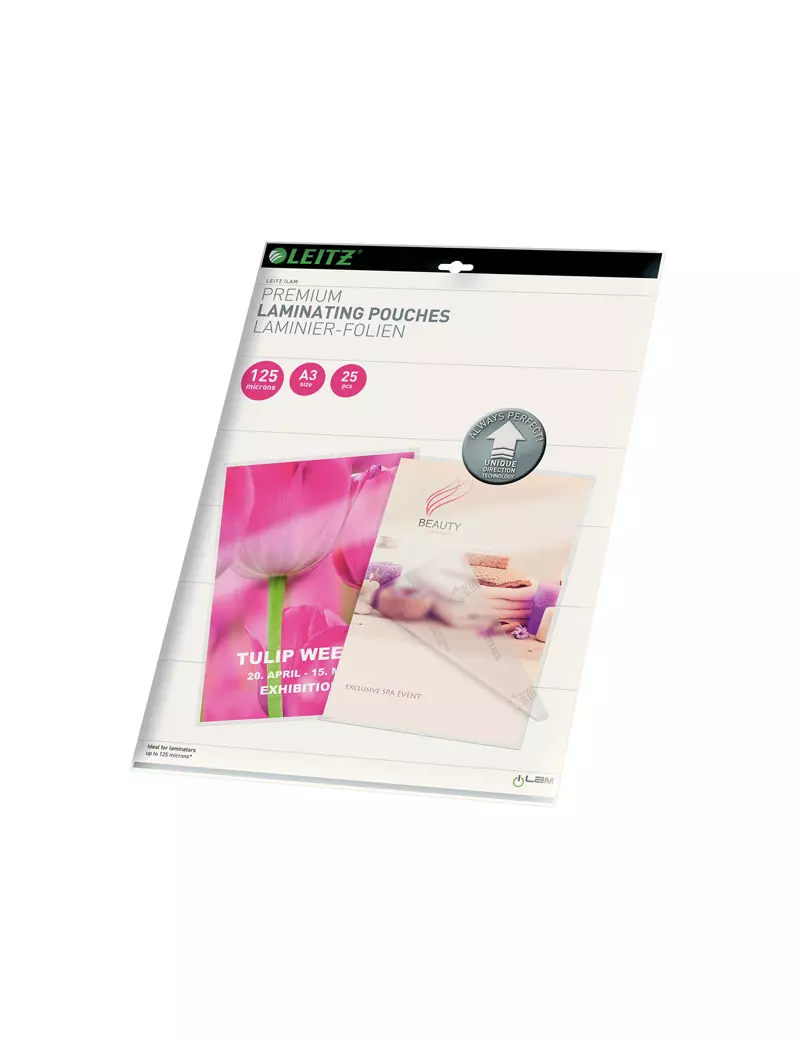 Pouches per Plastificatrici iLAM UDT Leitz - A3 Lucida - 125 micron - 74890000 (Trasparente Conf. 100) Pouches per Plastificatrici iLAM UDT Leitz - A3 Lucida - 125 micron - 74890000 (Trasparente Conf. 100)