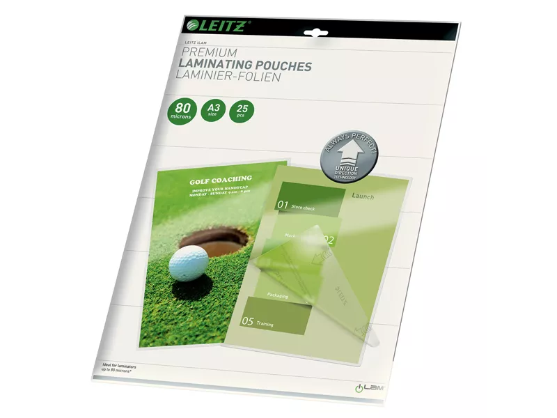 Pouches per Plastificatrici iLAM UDT Leitz - A3 Lucida - 80 micron - 74860000 (Trasparente Conf. 25) Pouches per Plastificatrici iLAM UDT Leitz - A3 Lucida - 80 micron - 74860000 (Trasparente Conf. 25)