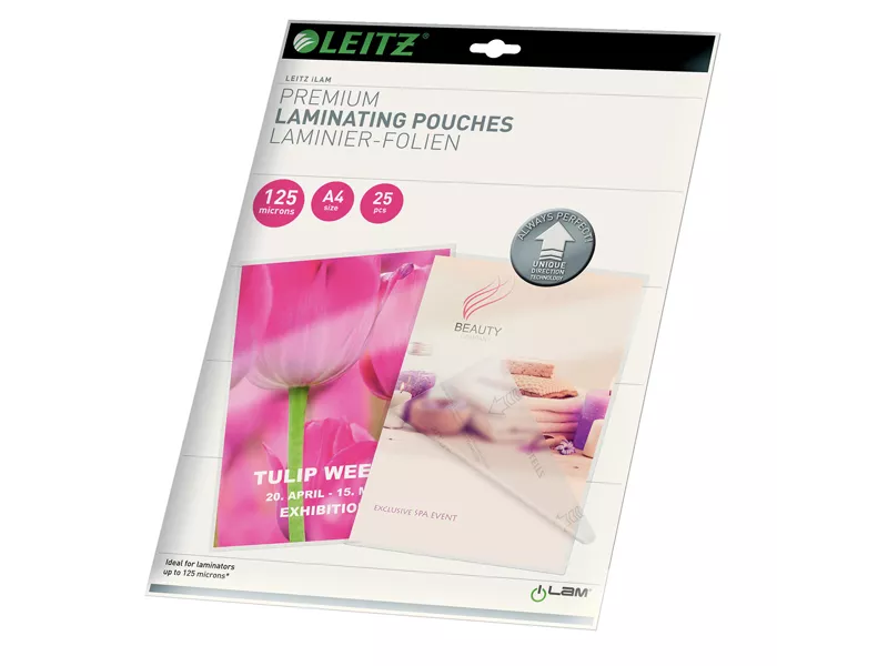 Pouches per Plastificatrici iLAM UDT Leitz - A4 Lucida - 125 micron - 74820000 (Trasparente Conf. 25) Pouches per Plastificatrici iLAM UDT Leitz - A4 Lucida - 125 micron - 74820000 (Trasparente Conf. 25)