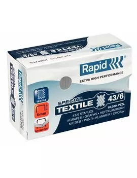 Punti Metallici per Cucitrice Special Textile Rapid - 43/6 - 24872200 (Conf. 10000)