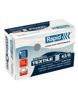 Punti Metallici per Cucitrice Special Textile Rapid - 43/6 - 24872200 (Conf. 10000)