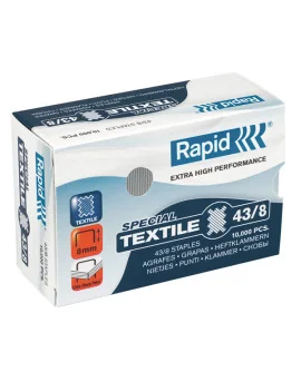 Punti Metallici per Cucitrice Special Textile Rapid - 43/8 - 24872300 (Conf. 10000)