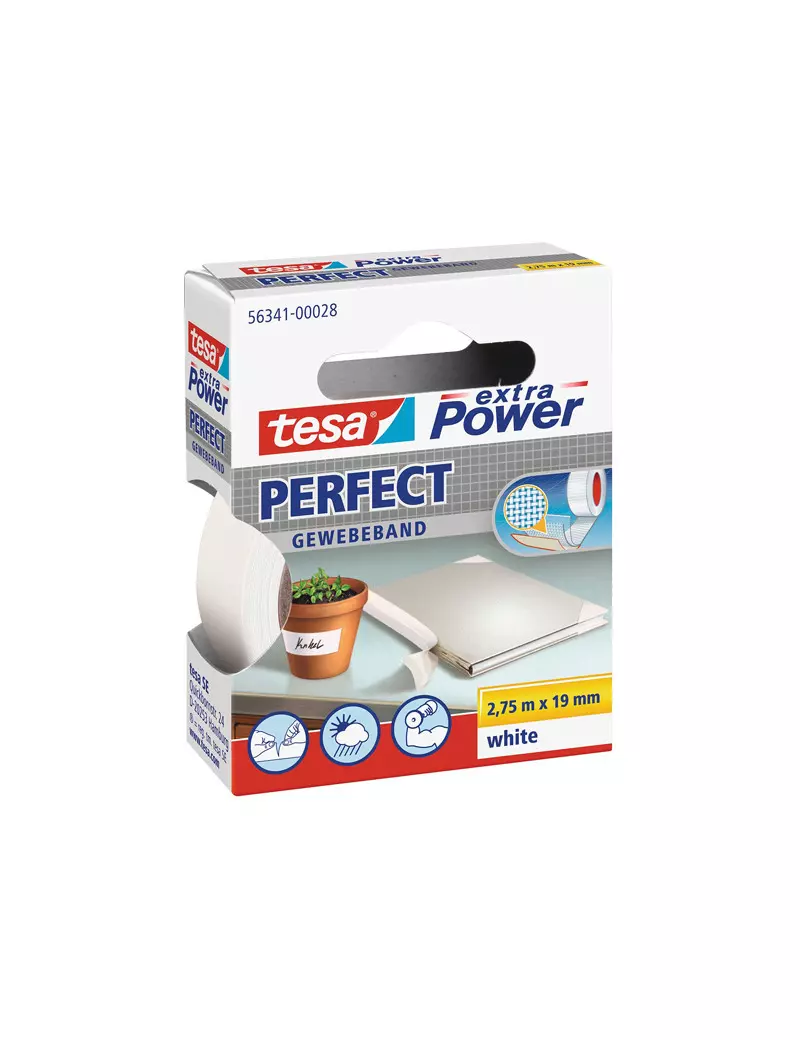 Nastro Adesivo in Tela XP Perfect Tesa - 19 mm x 2,7 m - 56341-00028 (Bianco) Nastro Adesivo in Tela XP Perfect Tesa - 19 mm x 2,7 m - 56341-00028 (Bianco)