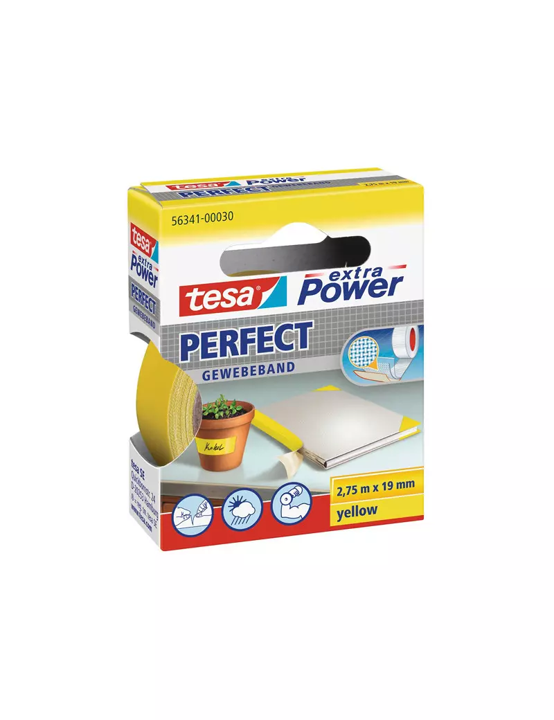 Nastro Adesivo in Tela XP Perfect Tesa - 19 mm x 2,7 m - 56341-00030 (Giallo) Nastro Adesivo in Tela XP Perfect Tesa - 19 mm x 2,7 m - 56341-00030 (Giallo)