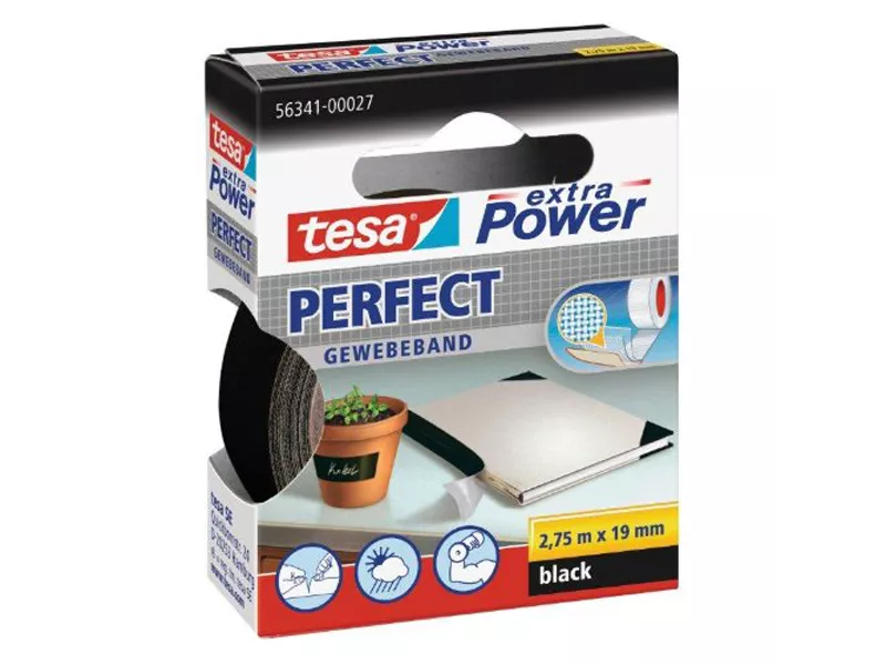 Nastro Adesivo in Tela XP Perfect Tesa - 19 mm x 2,7 m - 56341-00027 (Nero)