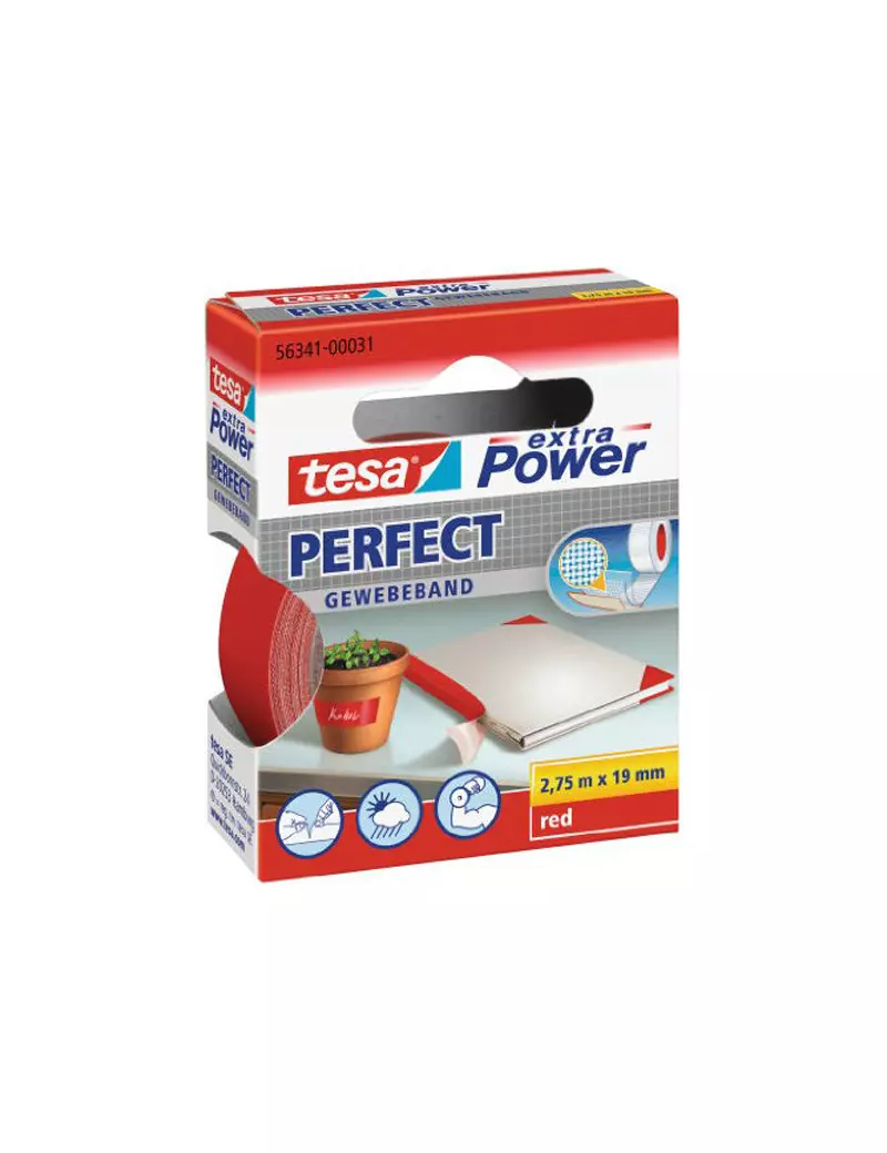Nastro Adesivo in Tela XP Perfect Tesa - 19 mm x 2,7 m - 56341-00031 (Rosso) Nastro Adesivo in Tela XP Perfect Tesa - 19 mm x 2,7 m - 56341-00031 (Rosso)