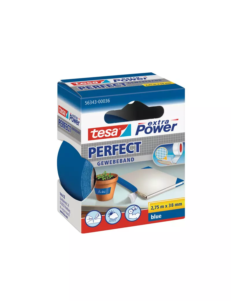 Nastro Adesivo in Tela XP Perfect Tesa - 38 mm x 2,7 m - 56343-00036 (Blu) Nastro Adesivo in Tela XP Perfect Tesa - 38 mm x 2,7 m - 56343-00036 (Blu)