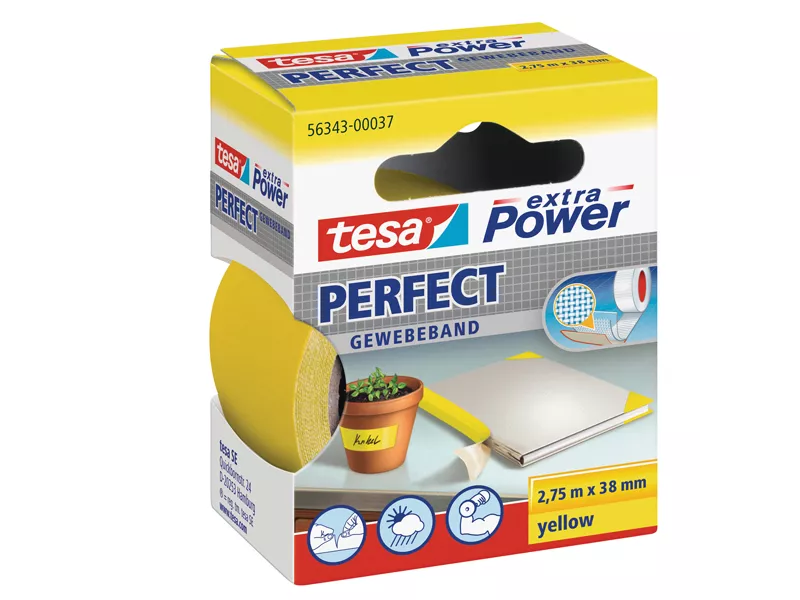 Nastro Adesivo in Tela XP Perfect Tesa - 38 mm x 2,7 m - 56343-00037 (Giallo)