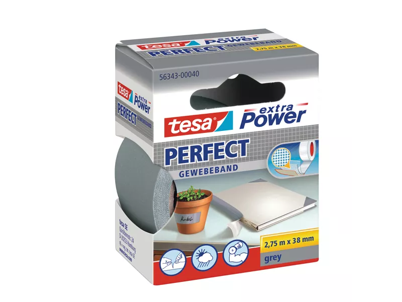 Nastro Adesivo in Tela XP Perfect Tesa - 38 mm x 2,7 m - 56343-00040 (Grigio)