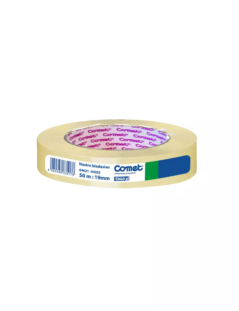 Nastro Biadesivo Universale Comet - 19 mm x 50 m - 64621-00003 (Trasparente) Nastro Biadesivo Universale Comet - 19 mm x 50 m - 64621-00003 (Trasparente)