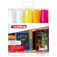Marcatore a Gesso Liquido 4090 Edding - Punta a Scalpello - 4-15 mm - E-4090 5999 (Assortiti Fluo Conf. 5)