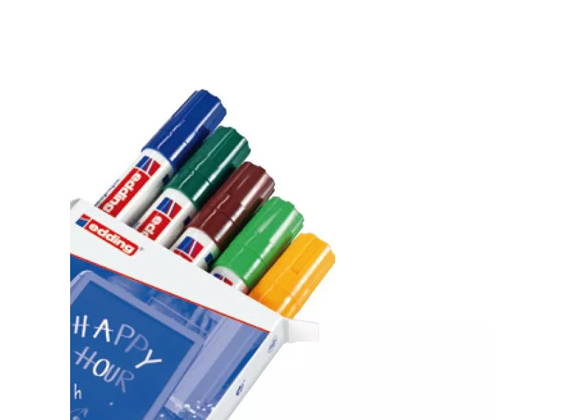 Marcatore a Gesso Liquido 4090 Edding - Punta a Scalpello - 4-15 mm - E-4090 099 (Assortiti Conf. 5)
