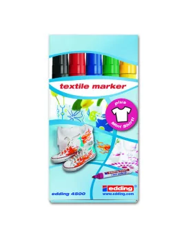 Marcatore Permanente per Tessuti 4500 Edding - Punta Tonda - 2-3 mm - E-4500 5S (Assortiti Conf. 5)