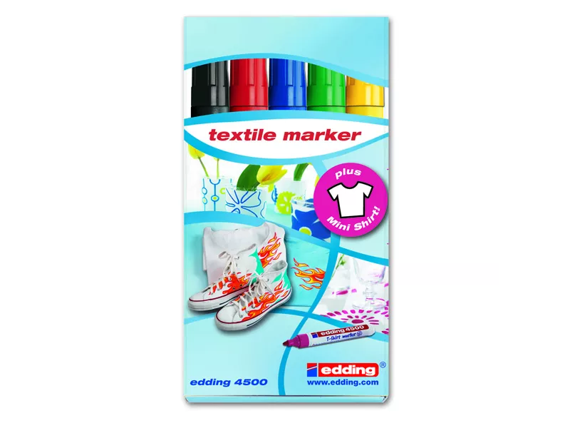 Marcatore Permanente per Tessuti 4500 Edding - Punta Tonda - 2-3 mm - E-4500 5S (Assortiti Conf. 5)