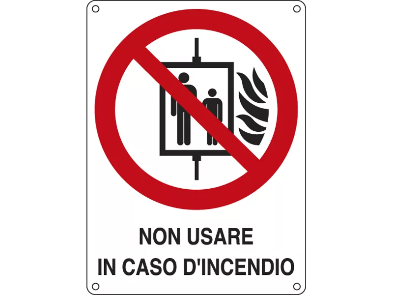 Cartello di Divieto - Non Usare in Caso di Incendio - 115x160 mm - E622001K (Bianco e Rosso)