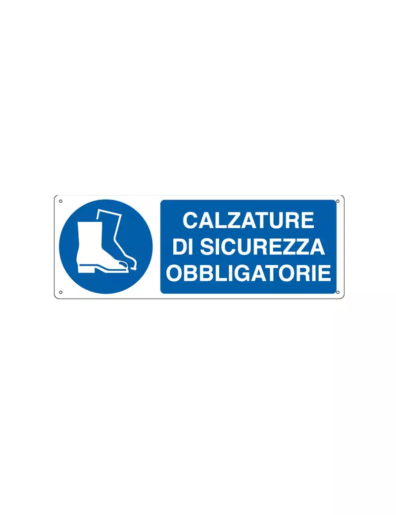 Cartello di Prescrizione - Calzature di Sicurezza Obbligatorie - 350x125 mm - E1905K (Bianco e Blu)
