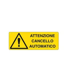 Cartello di Segnalazione - Attenzione Cancello Automatico - 350x125 mm (Giallo e Nero)