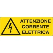 Cartello di Segnalazione - Attenzione Corrente Elettrica - 350x125 mm - E1743K (Giallo e Nero)