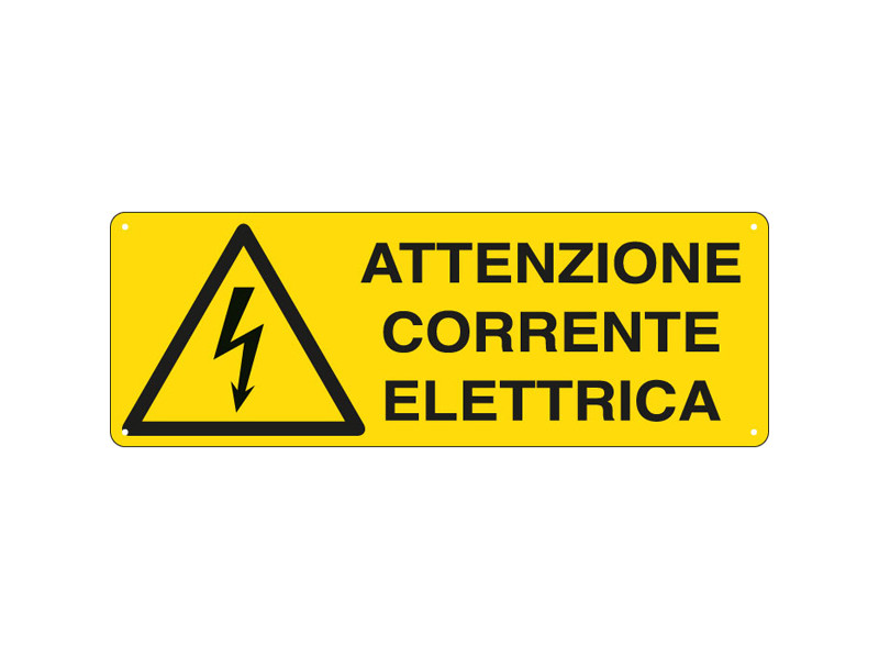 Cartello di Segnalazione - Attenzione Corrente Elettrica - 350x125 mm - E1743K (Giallo e Nero) Cartello di Segnalazione - Attenzione Corrente Elettrica - 350x125 mm - E1743K (Giallo e Nero)