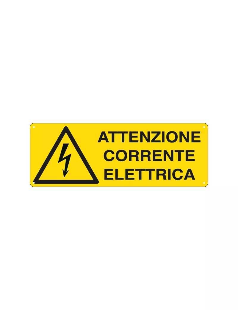 Cartello di Segnalazione - Attenzione Corrente Elettrica - 350x125 mm - E1743K (Giallo e Nero)