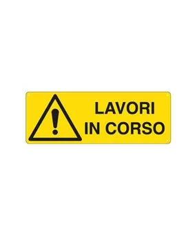 Cartello di Segnalazione - Lavori in Corso - 350x125 mm - E1779K (Giallo e Nero)