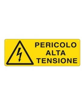 Cartello di Segnalazione - Pericolo Alta Tensione - 350x125 mm - E1734K (Giallo e Nero)