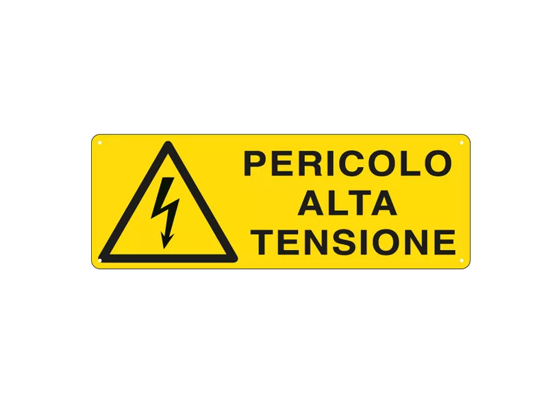 Cartello di Segnalazione - Pericolo Alta Tensione - 350x125 mm - E1734K (Giallo e Nero) Cartello di Segnalazione - Pericolo Alta Tensione - 350x125 mm - E1734K (Giallo e Nero)