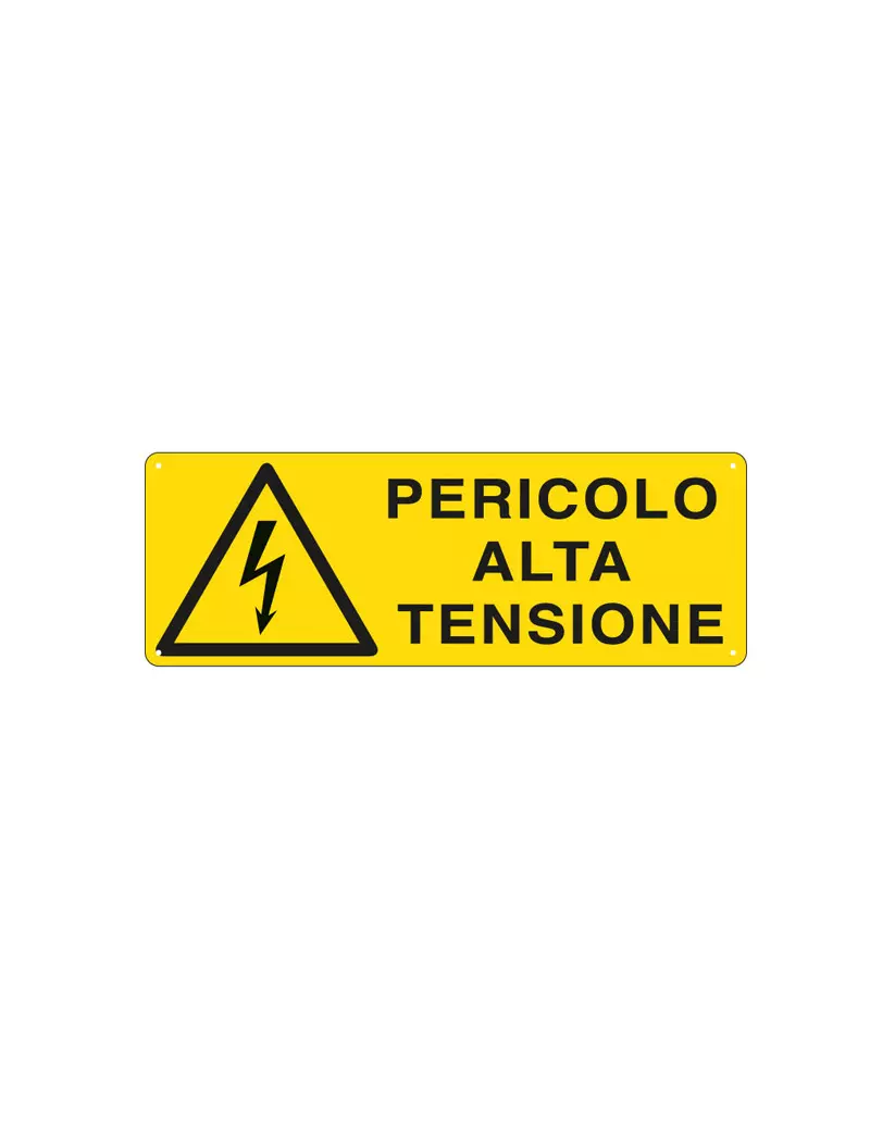 Cartello di Segnalazione - Pericolo Alta Tensione - 350x125 mm - E1734K (Giallo e Nero)