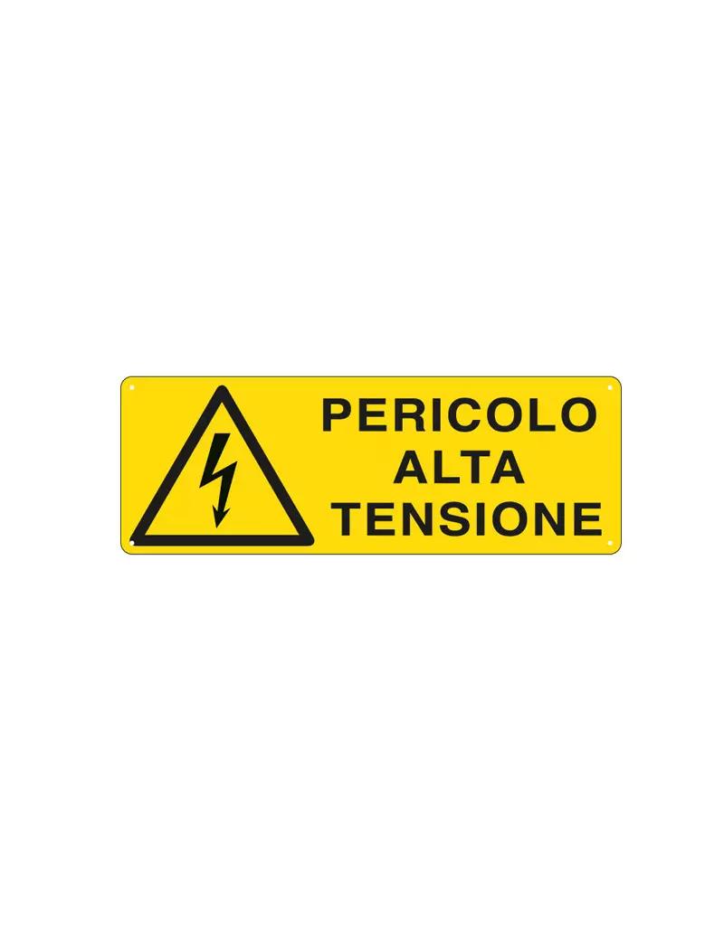 Cartello di Segnalazione - Pericolo Alta Tensione - 350x125 mm - E1734K (Giallo e Nero) Cartello di Segnalazione - Pericolo Alta Tensione - 350x125 mm - E1734K (Giallo e Nero)