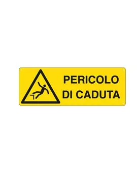 Cartello di Segnalazione - Pericolo di Caduta - 350x125 mm - E1757K (Giallo e Nero)