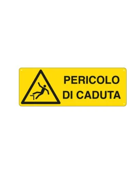 Cartello di Segnalazione - Pericolo di Caduta - 350x125 mm - E1757K (Giallo e Nero)