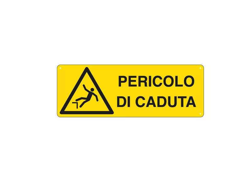 Cartello di Segnalazione - Pericolo di Caduta - 350x125 mm - E1757K (Giallo e Nero) Cartello di Segnalazione - Pericolo di Caduta - 350x125 mm - E1757K (Giallo e Nero)