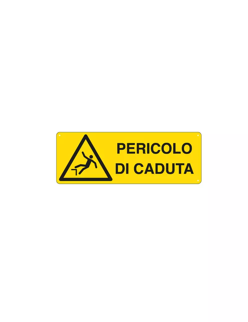 Cartello di Segnalazione - Pericolo di Caduta - 350x125 mm - E1757K (Giallo e Nero)